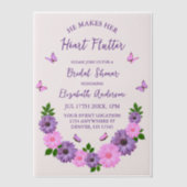 彼が彼女のハートを蝶ブライダルシャワー ベラム紙招待状 (正面)