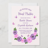 彼が彼女のハートを蝶ブライダルシャワー 招待状 (正面)