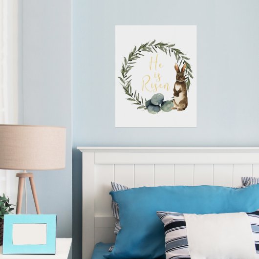 彼が復活したイースターアート引用文聖句 箔ポスター (インサイチュ (寝室))