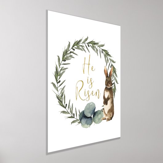 彼が復活したイースターアート引用文聖句 箔ポスター (レイダウン)