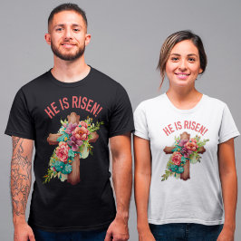 彼が復活したイースターウォーターの色のフローラクロス Tシャツ