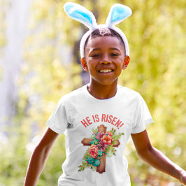 彼が復活したイースターウォーターの色のフローラクロス Tシャツ