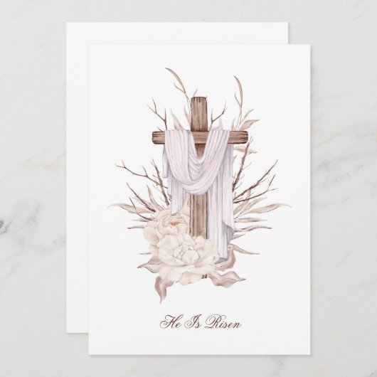 彼が復活したイースターカードクロス サンキューカード (正面/裏面)