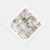 彼が復活したイースターチューリップクロスクリスチャンヴィンテージ スタンダードランチョンナプキン (角)