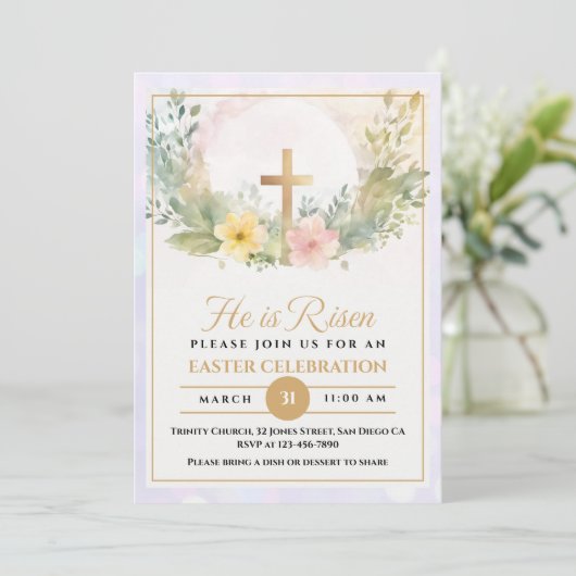 彼が復活した宗教復活祭の水彩画のフローラ 案内状 (スタンド正面)
