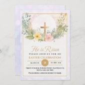 彼が復活した宗教復活祭の水彩画のフローラ 案内状 (正面/裏面)