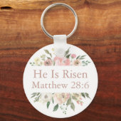 彼が復活した美しいピンクのフローラ聖句 キーホルダー (正面)