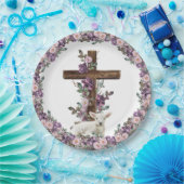 彼が復活フローラクロスと子羊紙プレート ペーパープレート (パーティー)