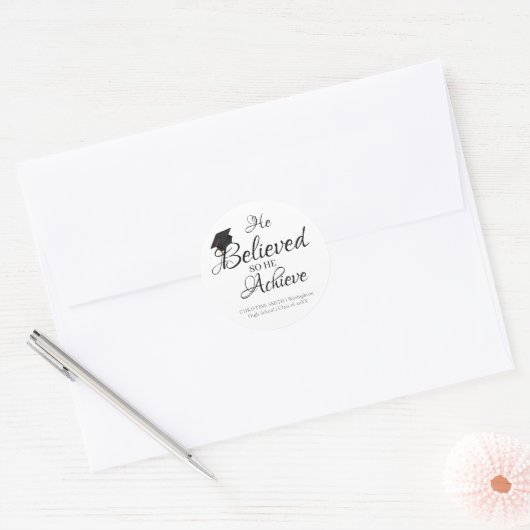 彼が成し遂げ信じた卒業シール ラウンドシール (封筒)