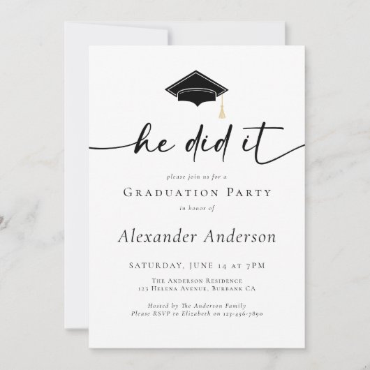 彼が撮影した卒業式パーティー 招待状 (正面)