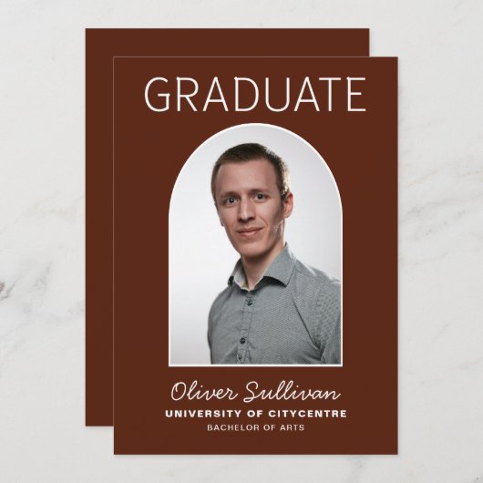 彼が撮影したBurgundy卒業式 招待状 (正面/裏面)