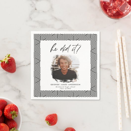 彼が木炭の幾何学写真卒業昼寝 スタンダードカクテルナプキン (インサイチュ)