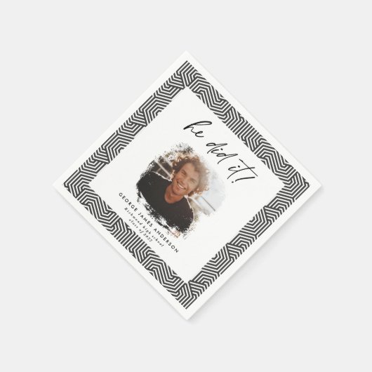 彼が木炭の幾何学写真卒業昼寝 スタンダードカクテルナプキン (角)