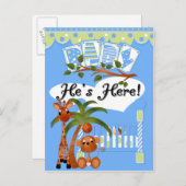 彼が来た男の子の到着カードとポストカード 案内ポストカード (正面/裏面)