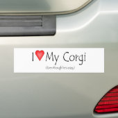 (彼が熱狂するであるのに) Iハート私のコーギー バンパーステッカー (車上)