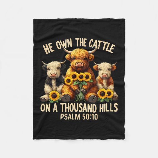 彼が牛を1000の丘の上に所有するバイブル・ハイラ フリースブランケット (正面)