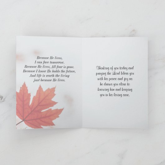 彼が生きているから明日の賛美歌は顔できる カード (内部)