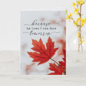 彼が生きているから明日の賛美歌は顔できる カード (黄色い花)