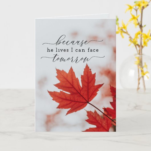 彼が生きているから明日の賛美歌は顔できる カード (黄色い花)