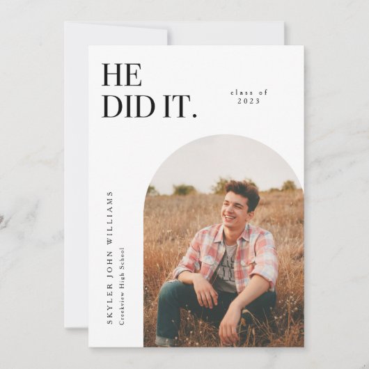 彼が白いアーチ卒業発表をした 招待状 (正面)