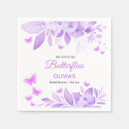彼が私に蝶々のような気持ちをさせる パープルの結婚式前お披露目会 スタンダードカクテルナプキン