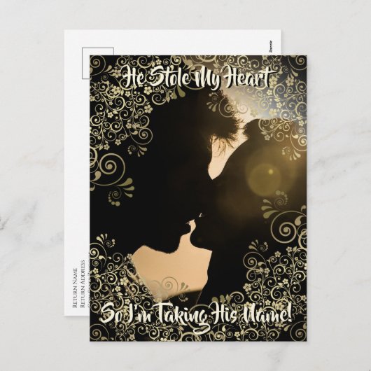 彼が私のハート結婚式を盗んだ日付はがきを保存 シーズンポストカード (正面/裏面)