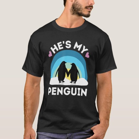 彼が私のペンギン – かわいいカップル Tシャツ (正面)
