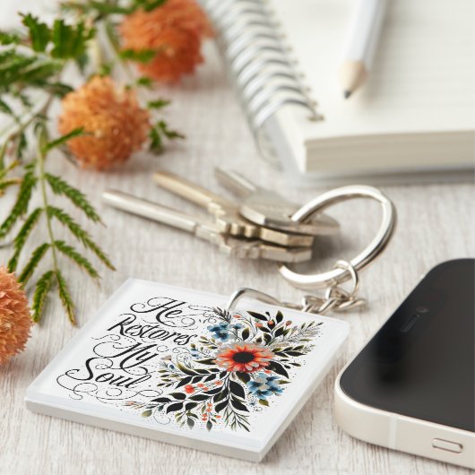 彼が私の魂のフローラを回復する キーホルダー (正面右)