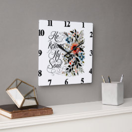 彼が私の魂のフローラを回復する スクエア壁時計