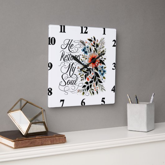 彼が私の魂のフローラを回復する スクエア壁時計 (オフィス)