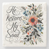 彼が私の魂のフローラを回復する ストーンコースター (正面)