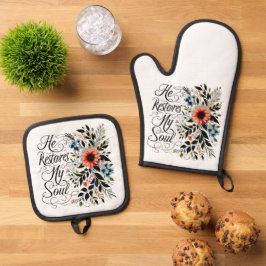 彼が私の魂のフローラを回復する 鍋つかみ&鍋敷きセット
