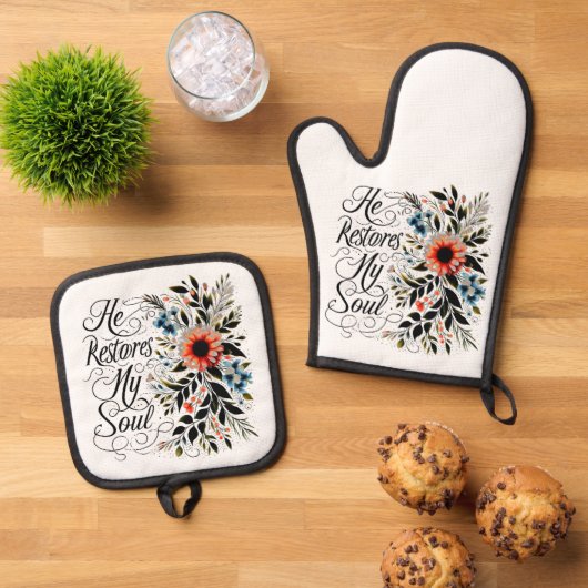 彼が私の魂のフローラを回復する 鍋つかみ&鍋敷きセット (トップダウン)