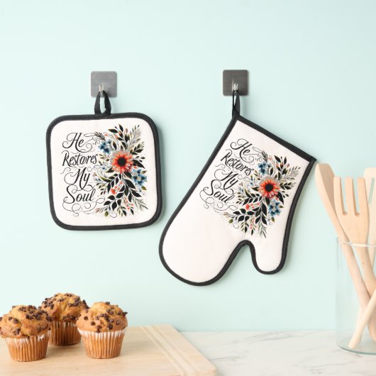 彼が私の魂のフローラを回復する 鍋つかみ&鍋敷きセット (インサイチュ (吊り下げ))