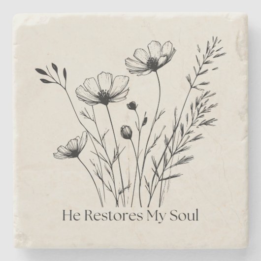 彼が私の魂のミニマルデザインを回復 ストーンコースター (正面)