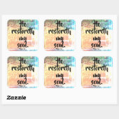 彼が私の魂を復元します詩編23クリスチャンのステッカー スクエアシール (シート)