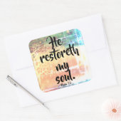 彼が私の魂を復元します詩編23クリスチャンのステッカー スクエアシール (封筒)