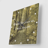 彼が私を導くところキリスト教の引用文 スクエア壁時計 (傾斜)