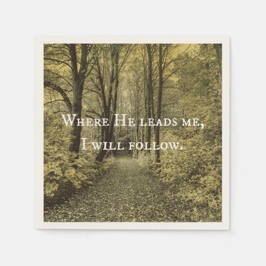 彼が私を導くキリスト教の引用文 スタンダードカクテルナプキン (正面)
