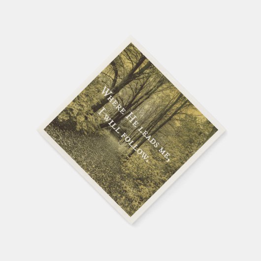 彼が私を導くキリスト教の引用文 スタンダードカクテルナプキン (角)