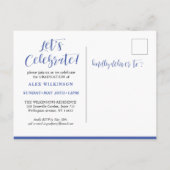 彼が脚本モダンの男の写真卒業 インビテーションポストカード (裏面)