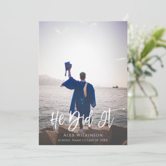 彼が脚本モダンの男の写真卒業 案内状 (スタンド正面)