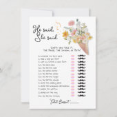 「彼が言った、彼女が言った」お姫様シャワーゲーム 招待状 (正面)