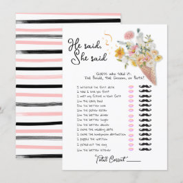 「彼が言った、彼女が言った」お姫様シャワーゲーム 招待状