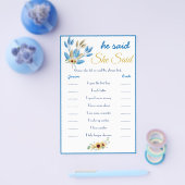 「彼が言った / 彼女が言った」ウェディングゲーム カード フライヤー (シングル)