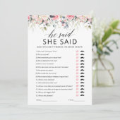 「彼が言った、彼女が言った」ウェディングシャワーゲームカード 招待状 (スタンド正面)