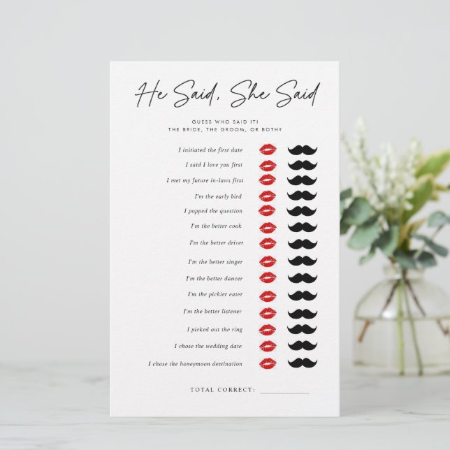 彼が言った、彼女が言った ブライダルシャワーゲーム (スタンド正面)