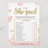 「彼が言った、彼女が言った」ブライダルシャワーゲーム| ゴールドとピン (正面/裏面)