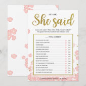 「彼が言った、彼女が言った」 ブライダルシャワーゲーム| ゴールド＆ピン (正面/裏面)