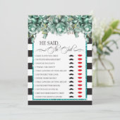 「彼が言った/彼女が言った」 ブライダルシャワーゲーム 招待状 (スタンド正面)